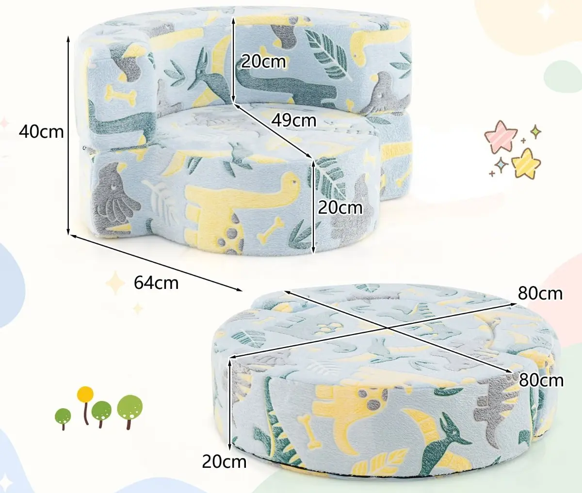 Кресло 2в1 Costway HY10226BL (Light Blue)