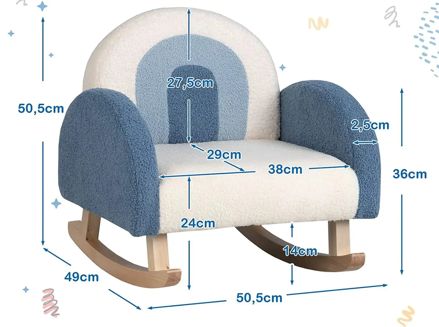 Кресло-качалка Costway HV10298BL (White/Blue)