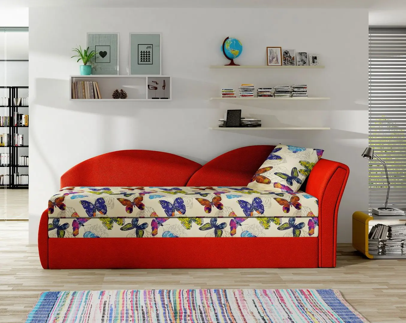 Диван угловой Eltap Aga Right Butterfly 04/Alova 46 (Multicolor/Red)