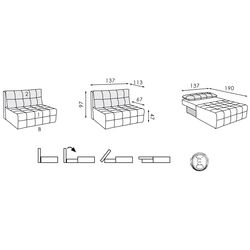Canapea Modern Teddi Alaska 86/Alaska 45 (Turquoise/Mustard) Thumb