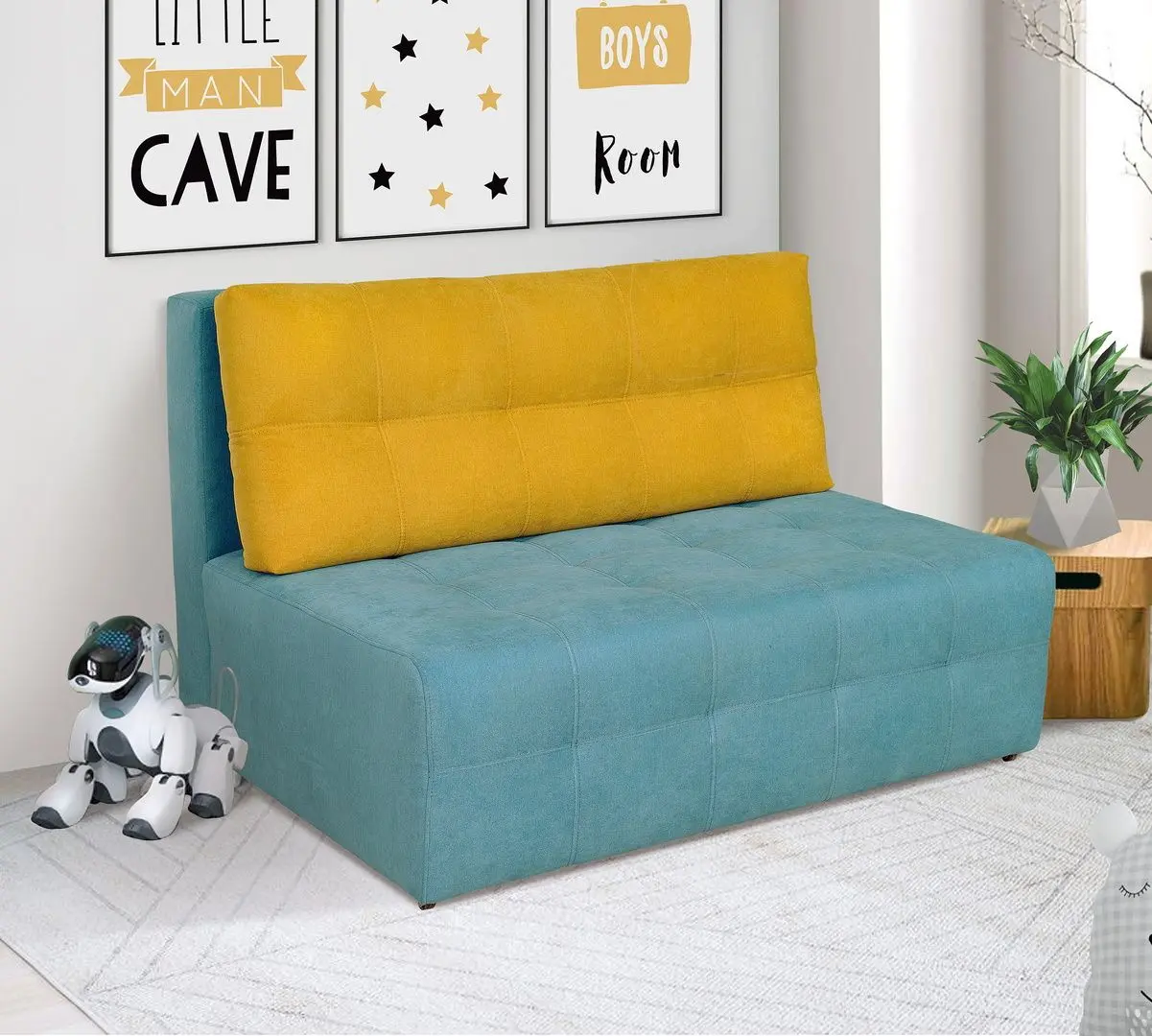 Canapea Modern Teddi Alaska 86/Alaska 45 (Turquoise/Mustard)