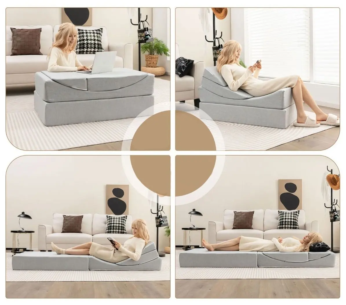 Sezlong moale 4in1 Costway HU10366LG (Grey) - 6