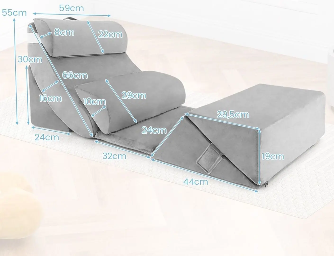 Sezlong moale 7in1 Costway HU10593HS (Grey)