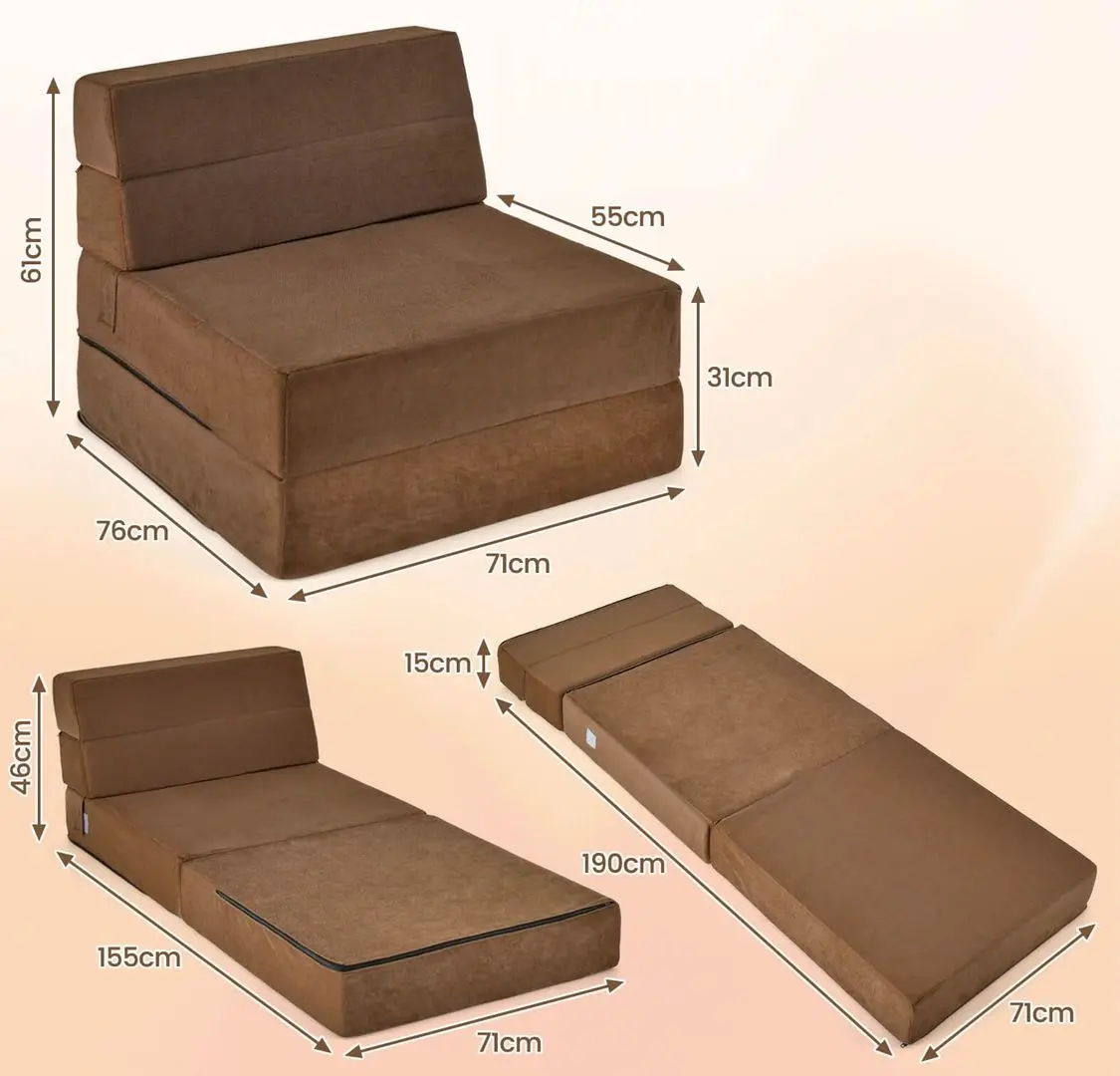 Sezlong moale Costway HU10477CF (Brown)