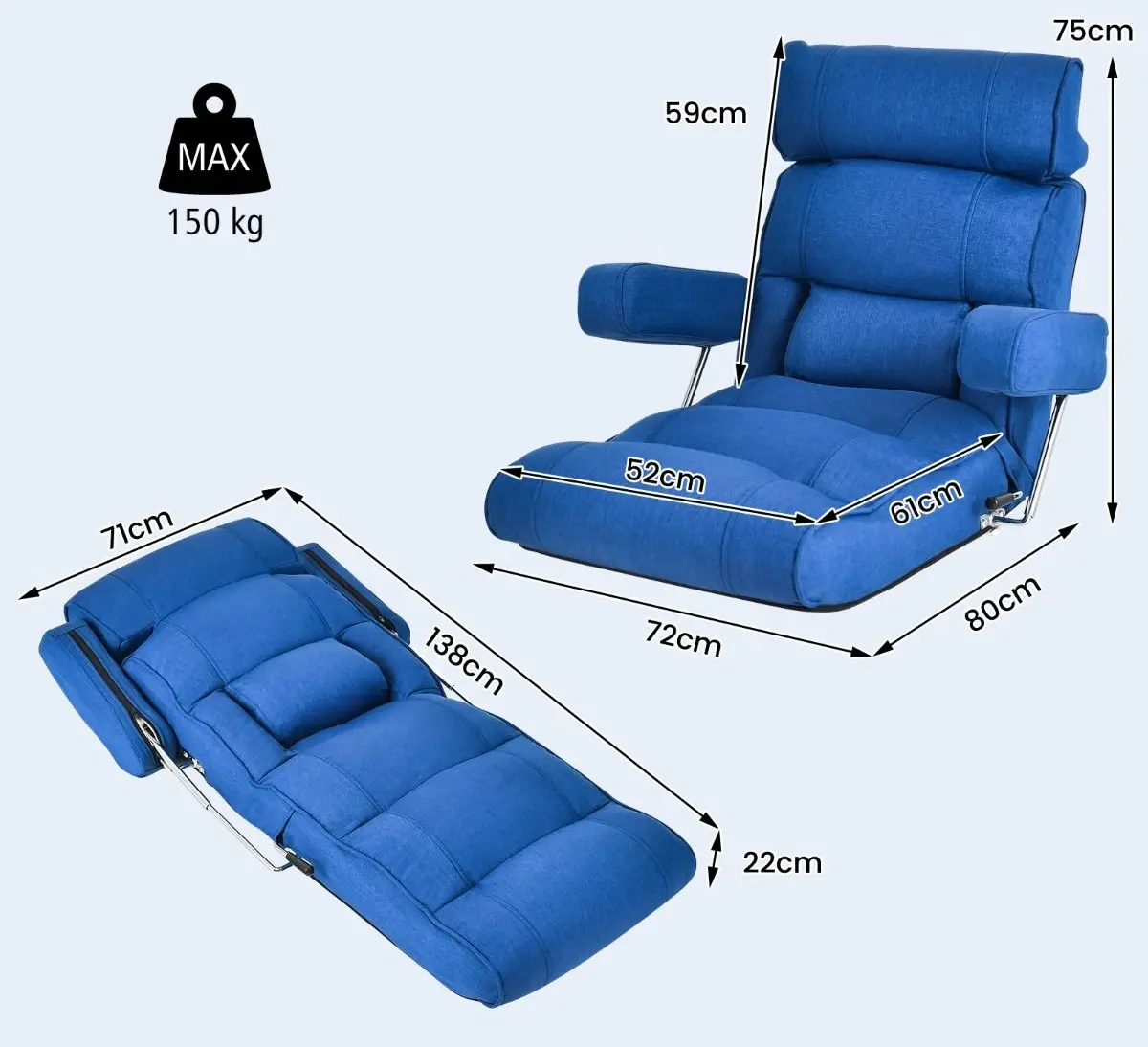 Sezlong moale Costway HV10119NY (Blue)