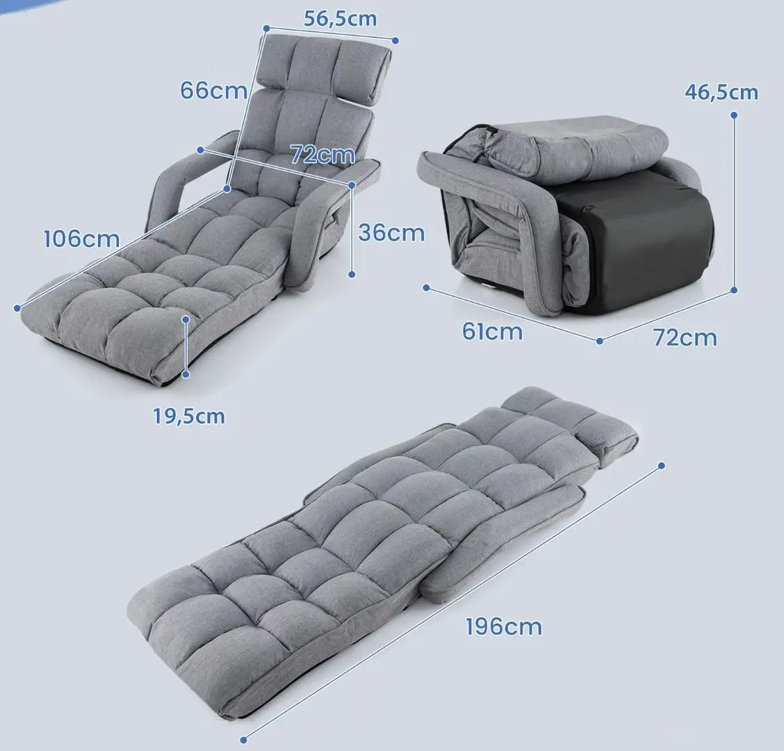 Sezlong moale Costway HV10190GR (Grey) - 7