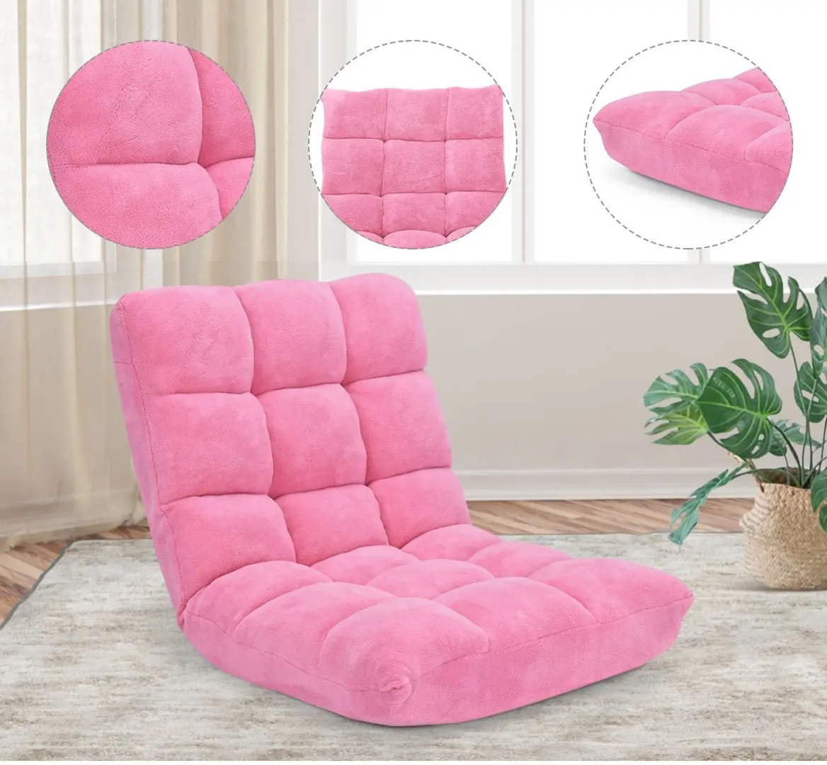 Sezlong moale Costway HV10355PI (Pink)