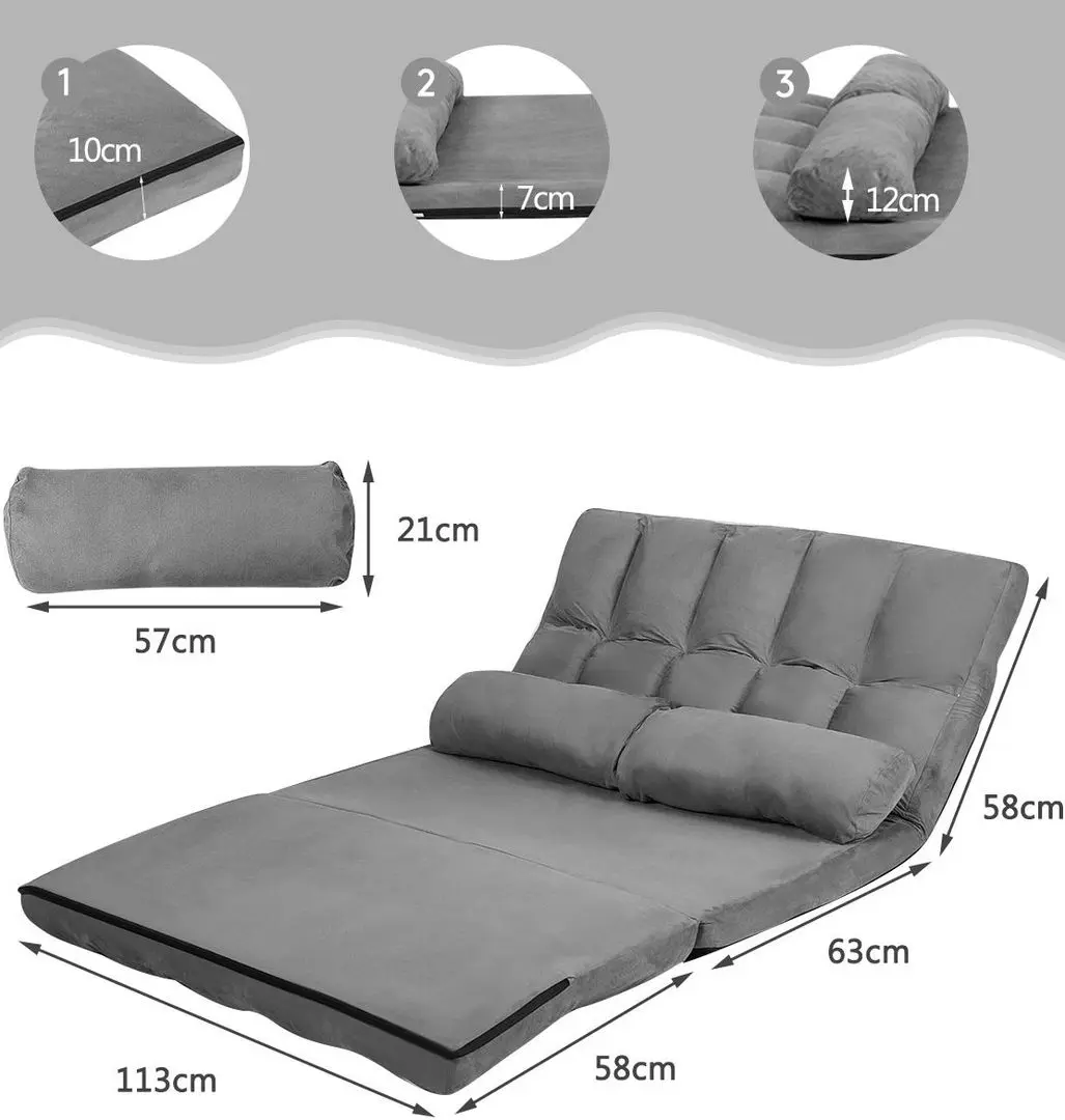 Sezlong moale Costway HW66174GR (Gray)