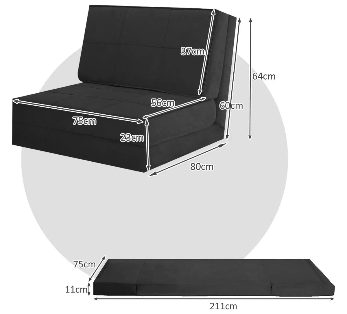 Sezlong moale Costway HW66301BK (Black) - 5
