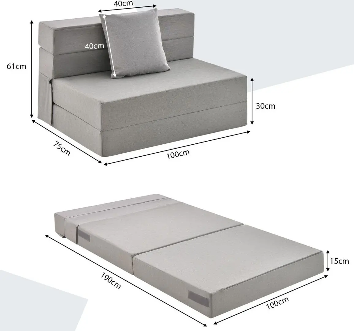 Sezlong moale Costway HW66301GR (Light Grey) - 5