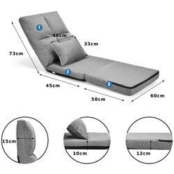 Мягкий шезлонг Costway HW66919GR (Grey) Thumb
