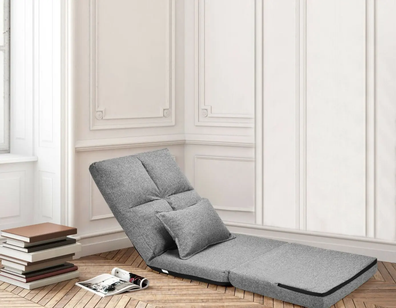 Мягкий шезлонг Costway HW66919GR (Grey)