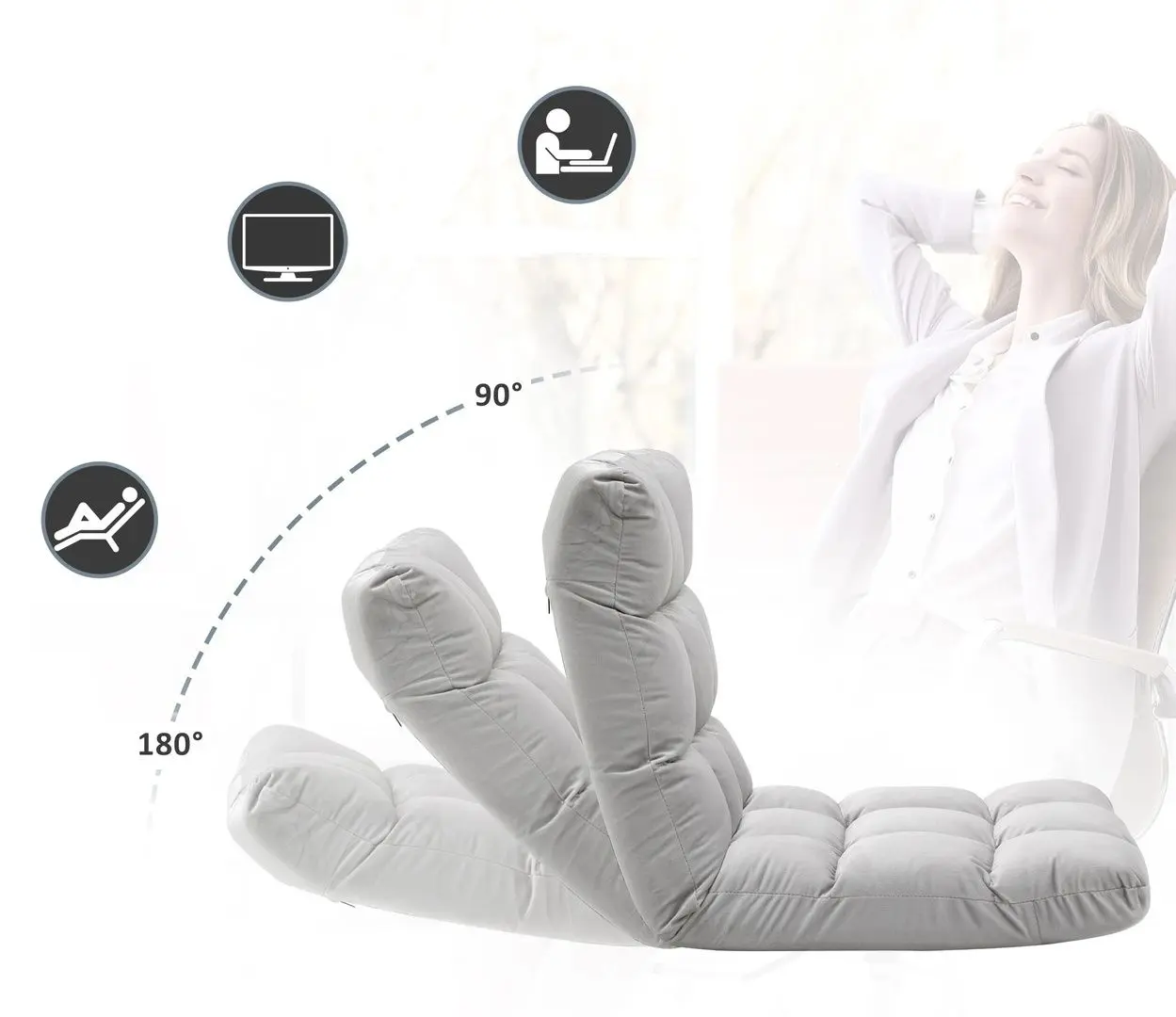 Sezlong moale Homcom 833-908GY 71x55x53 (Light Grey)