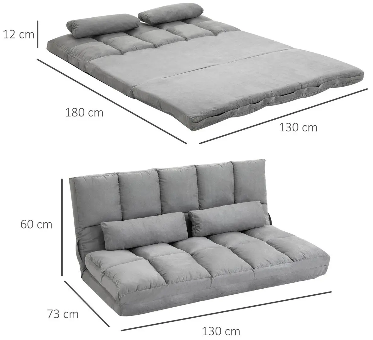 Sezlong moale Homcom 833-932 130x73x60 cm (Grey)