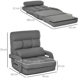 Мягкий шезлонг Homcom 839-110 78x62x70 cm (Grey) Thumb
