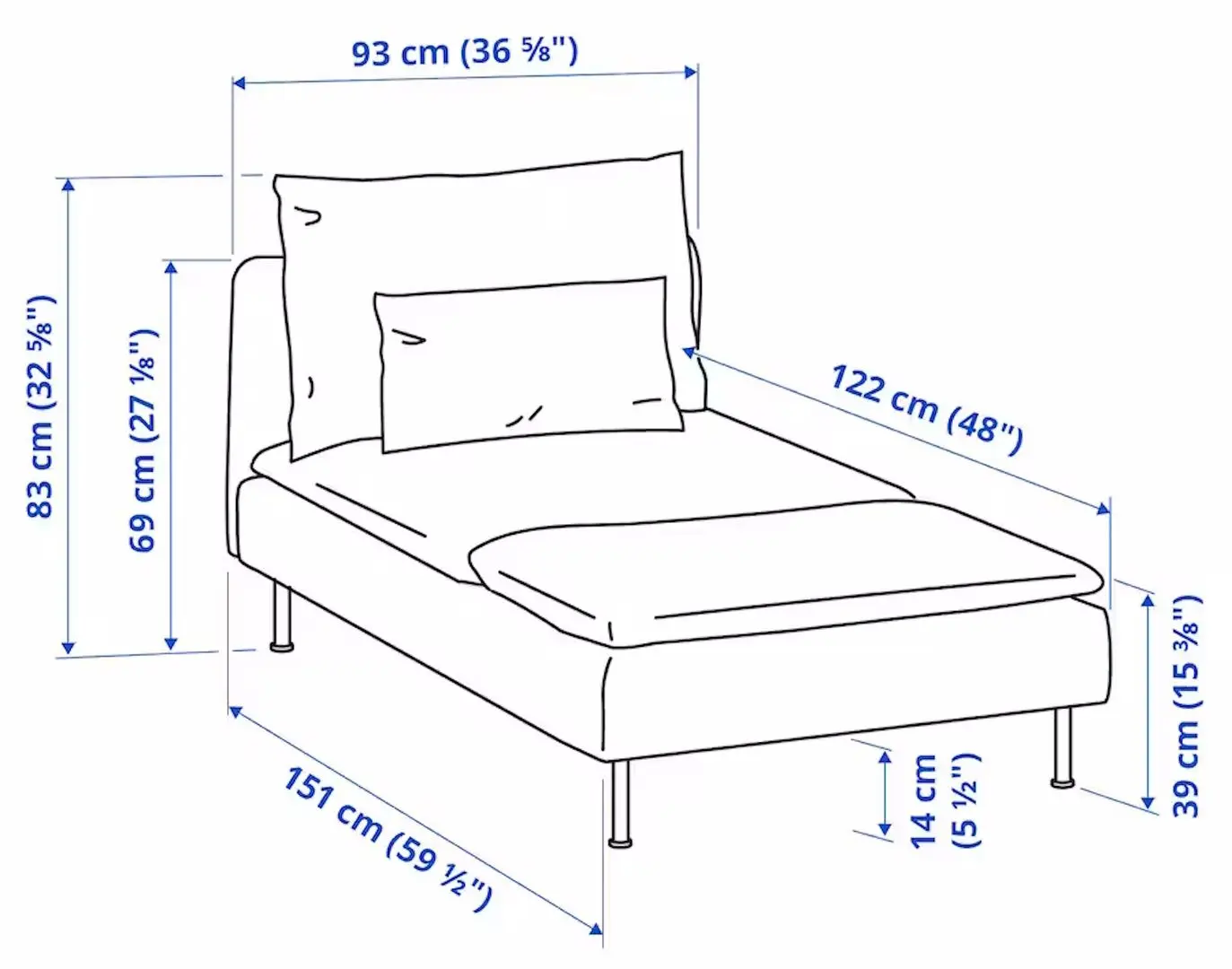 Sezlong moale Ikea Soderhamn/Tonerud (Gri)