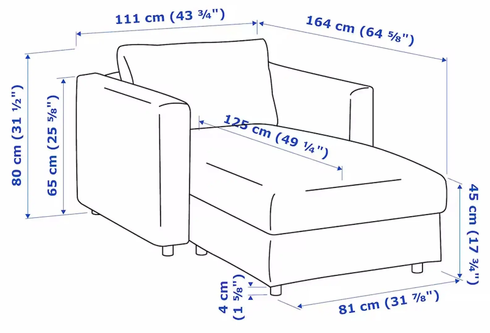 Sezlong moale Ikea Vimle Grann/Bomstad (Negru)