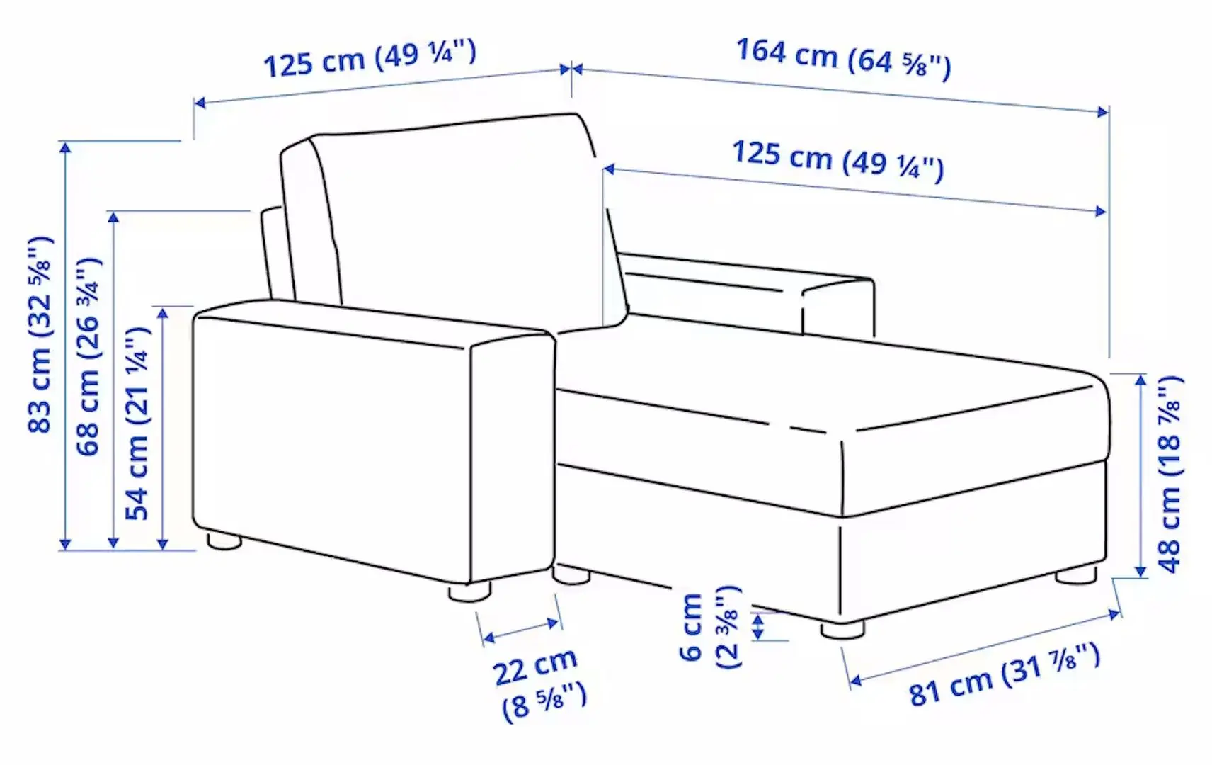 Sezlong moale Ikea Vimle/Gunnared brate late (Bej)