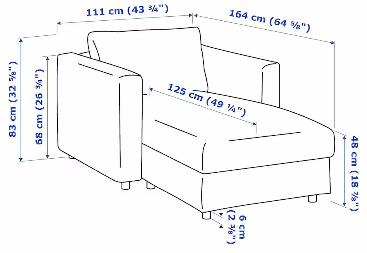 Sezlong moale Ikea Vimle/Gunnared (Gri Mediu)