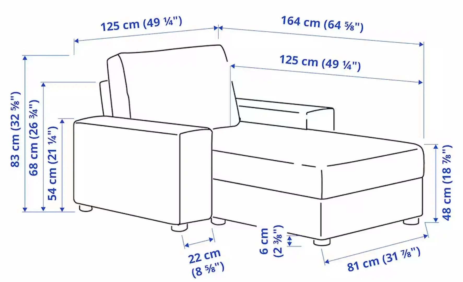 Sezlong moale Ikea Vimle/Hallarp brate late (Bej)