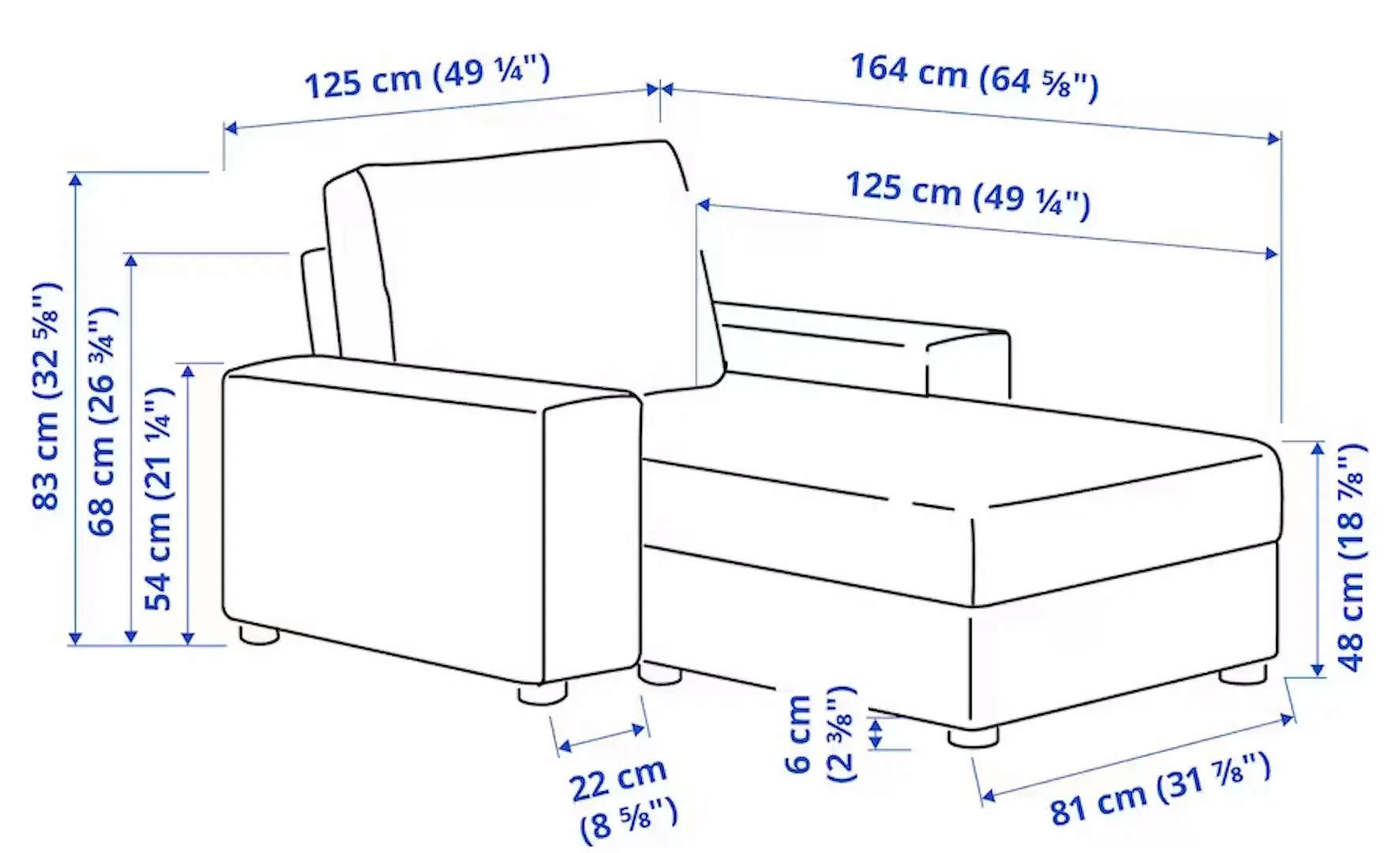 Sezlong moale Ikea Vimle/Hallarp brate late (Gri)