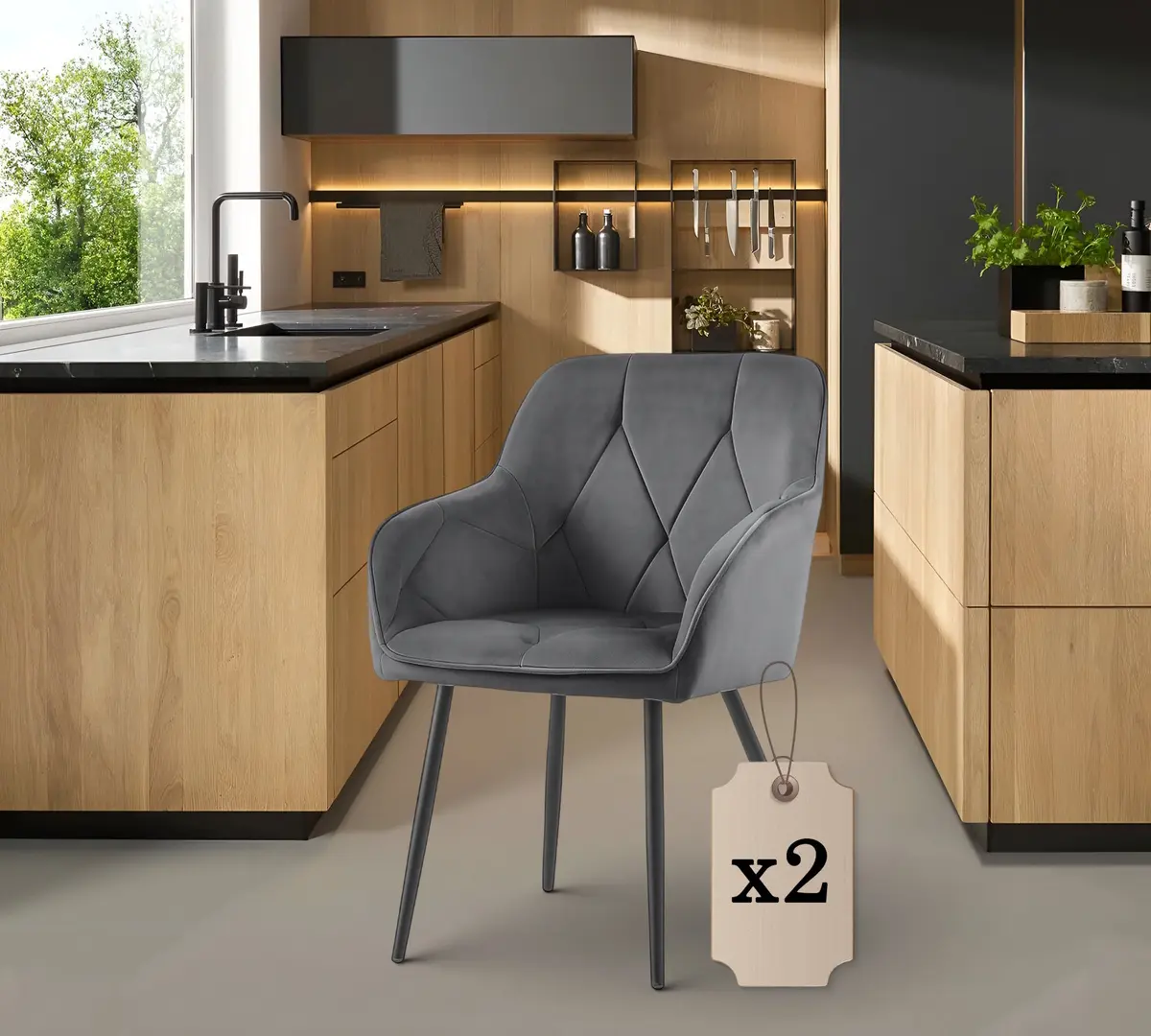 Set scaune Akord Diamante 2pcs (Dark Graphite/Black)