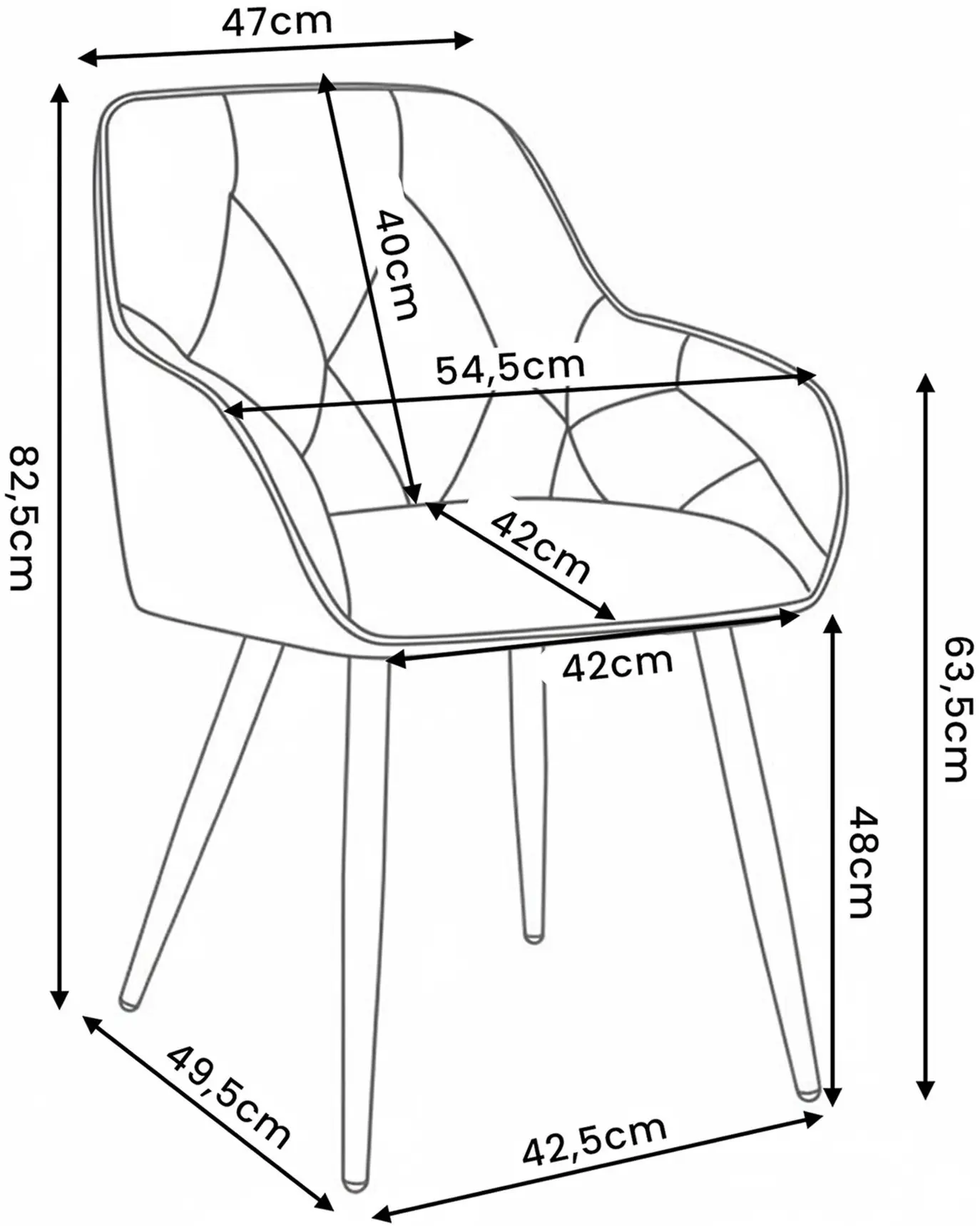 Набор стульев Akord Diamante 2pcs (Grey/Black) - 10