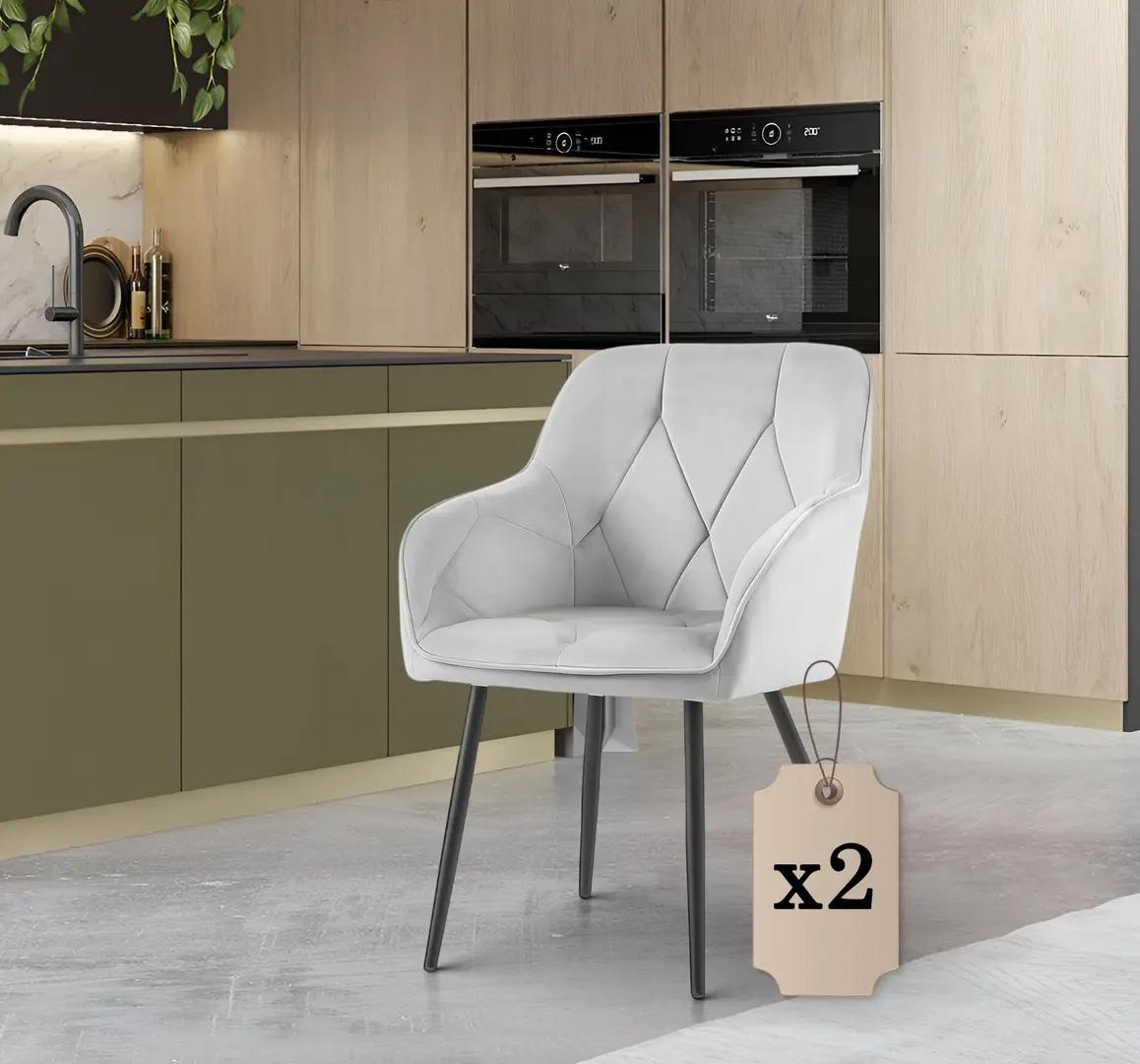 Набор стульев Akord Diamante 2pcs (Grey/Black)