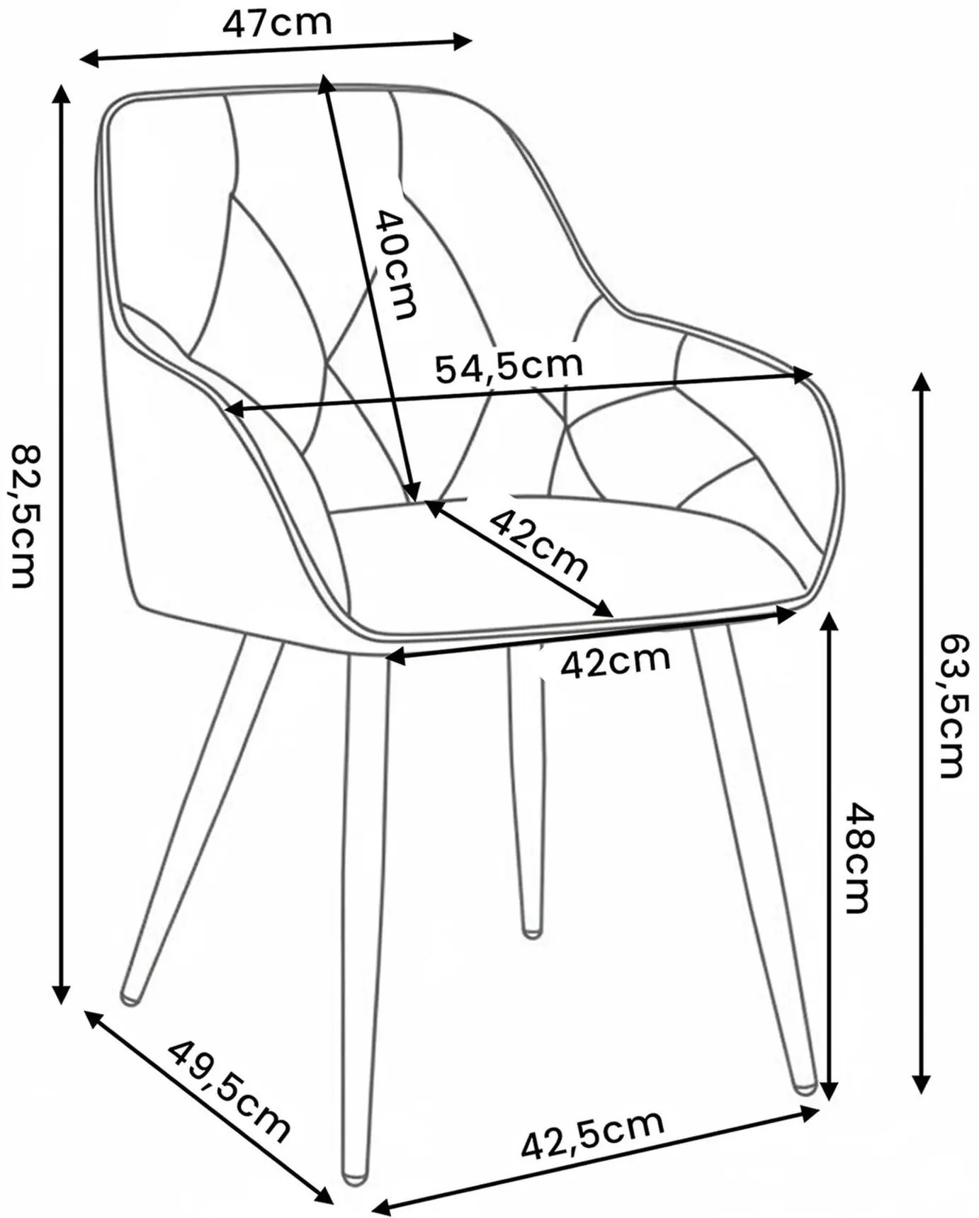 Set scaune Akord Diamante 2pcs (Turquoise/Black)