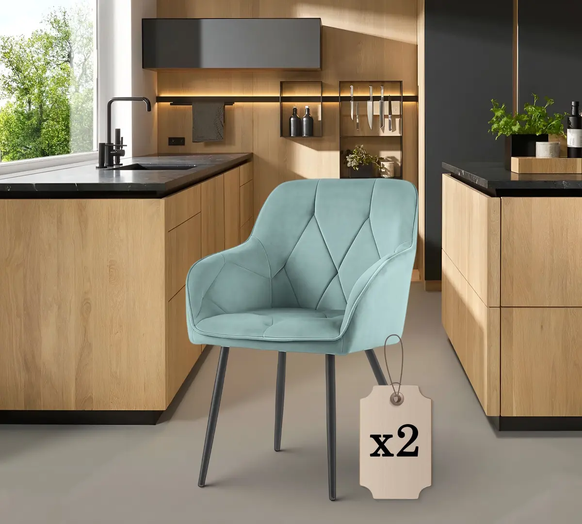 Set scaune Akord Diamante 2pcs (Turquoise/Black)