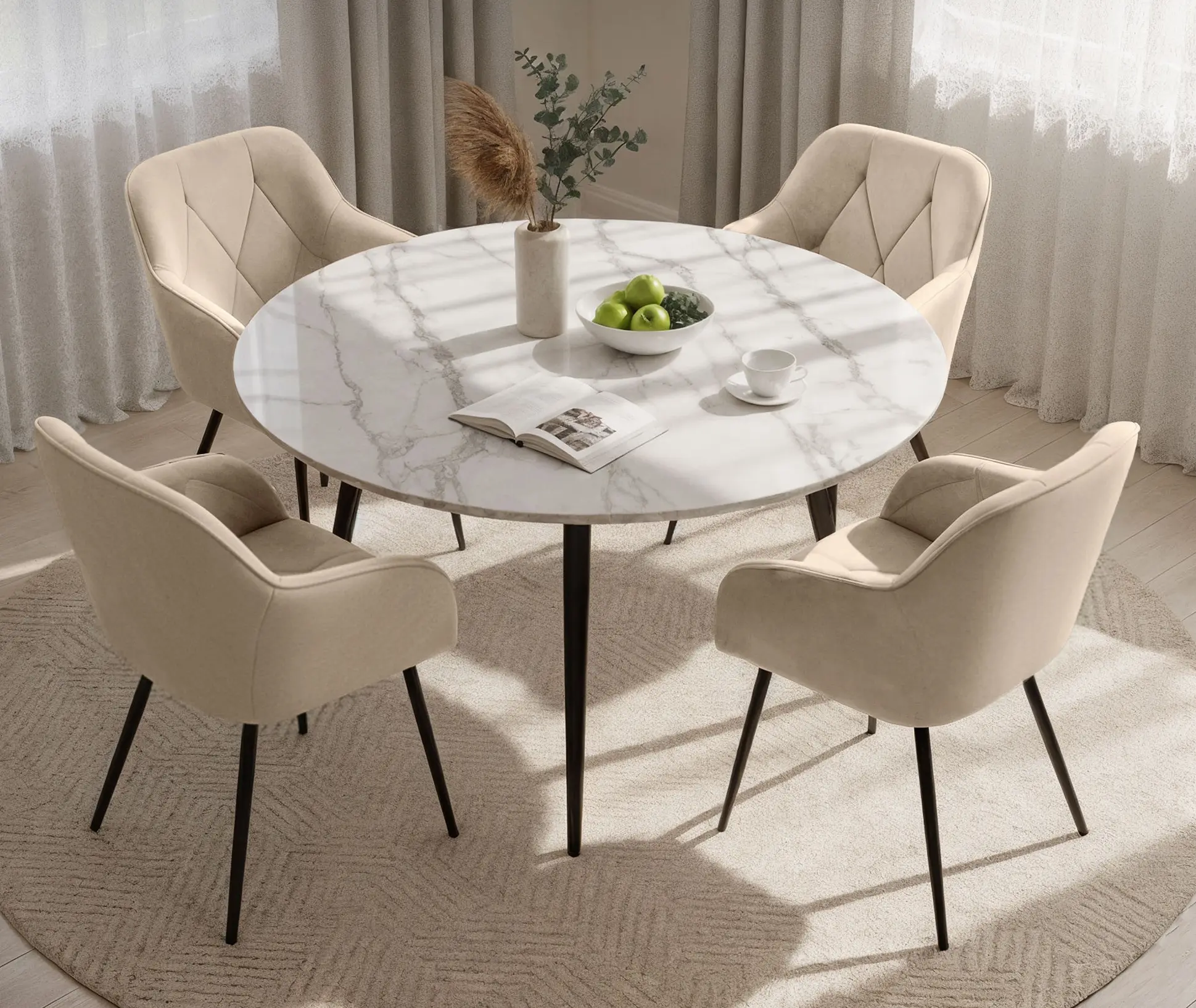 Set scaune Akord Diamante 4pcs (Beige/Black) - 2