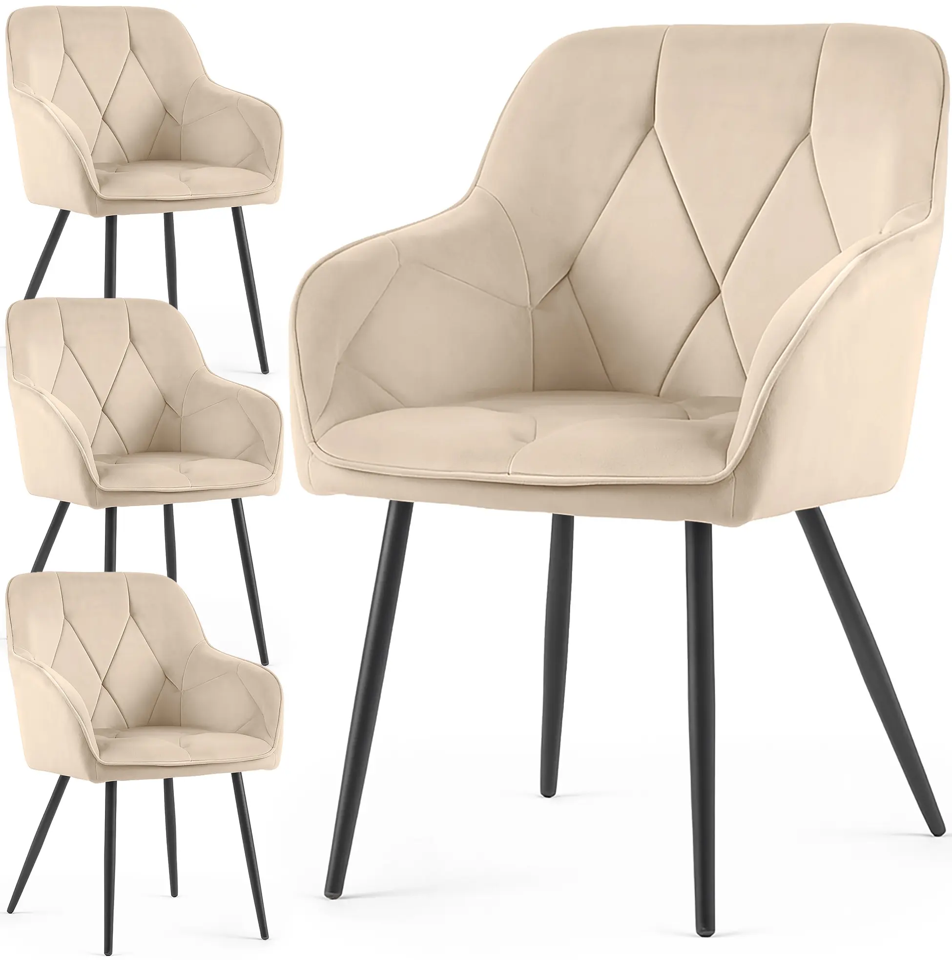 Set scaune Akord Diamante 4pcs (Beige/Black) - 3