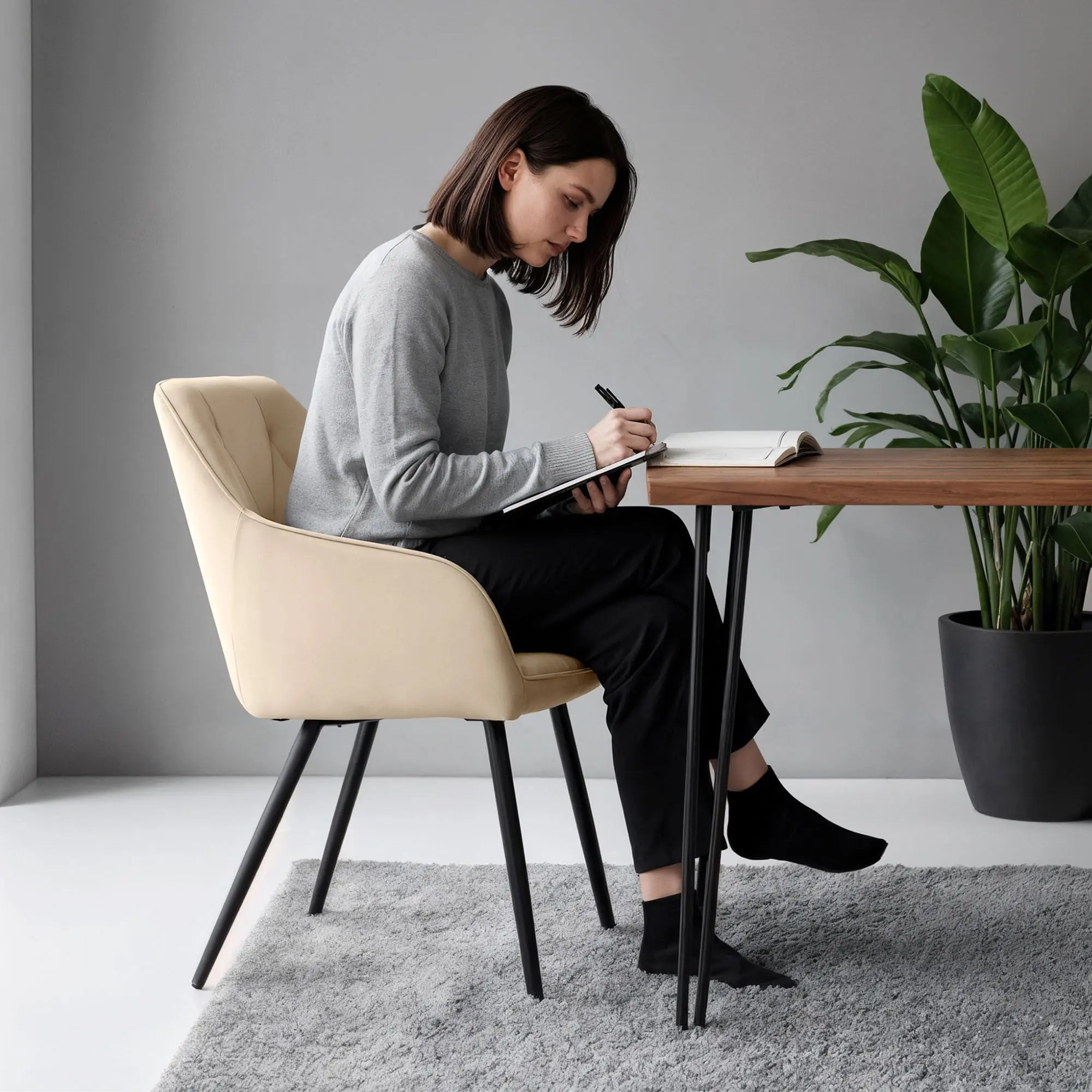 Set scaune Akord Diamante 4pcs (Beige/Black) - 8