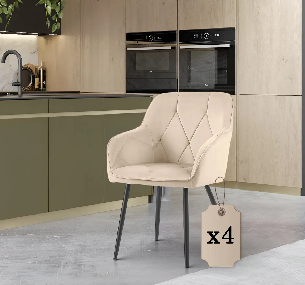 Set scaune Akord Diamante 4pcs (Beige/Black)