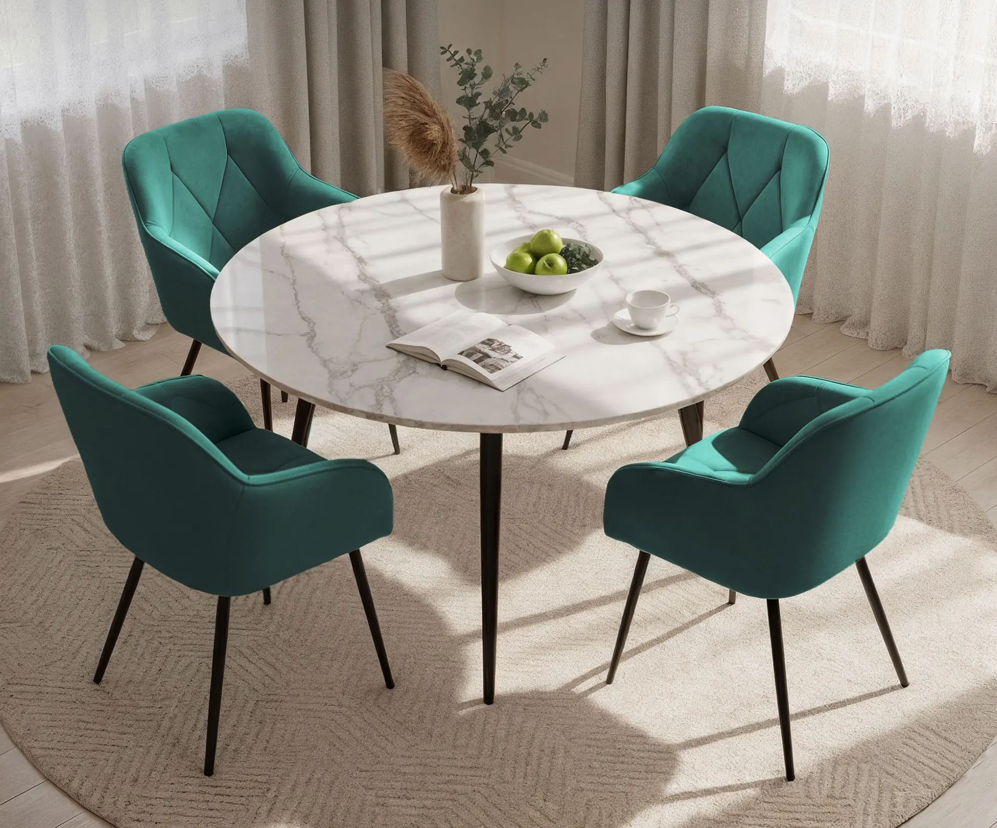 Set scaune Akord Diamante 4pcs (Bottle Green/Black) - 2