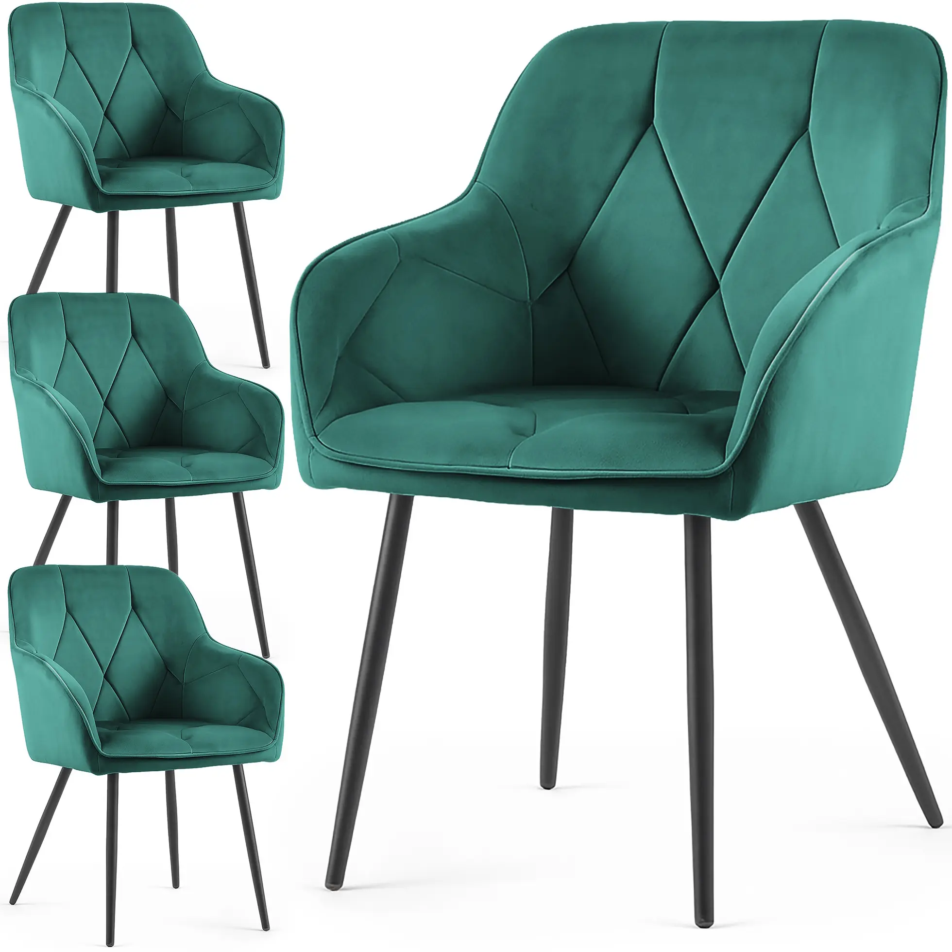 Set scaune Akord Diamante 4pcs (Bottle Green/Black) - 3