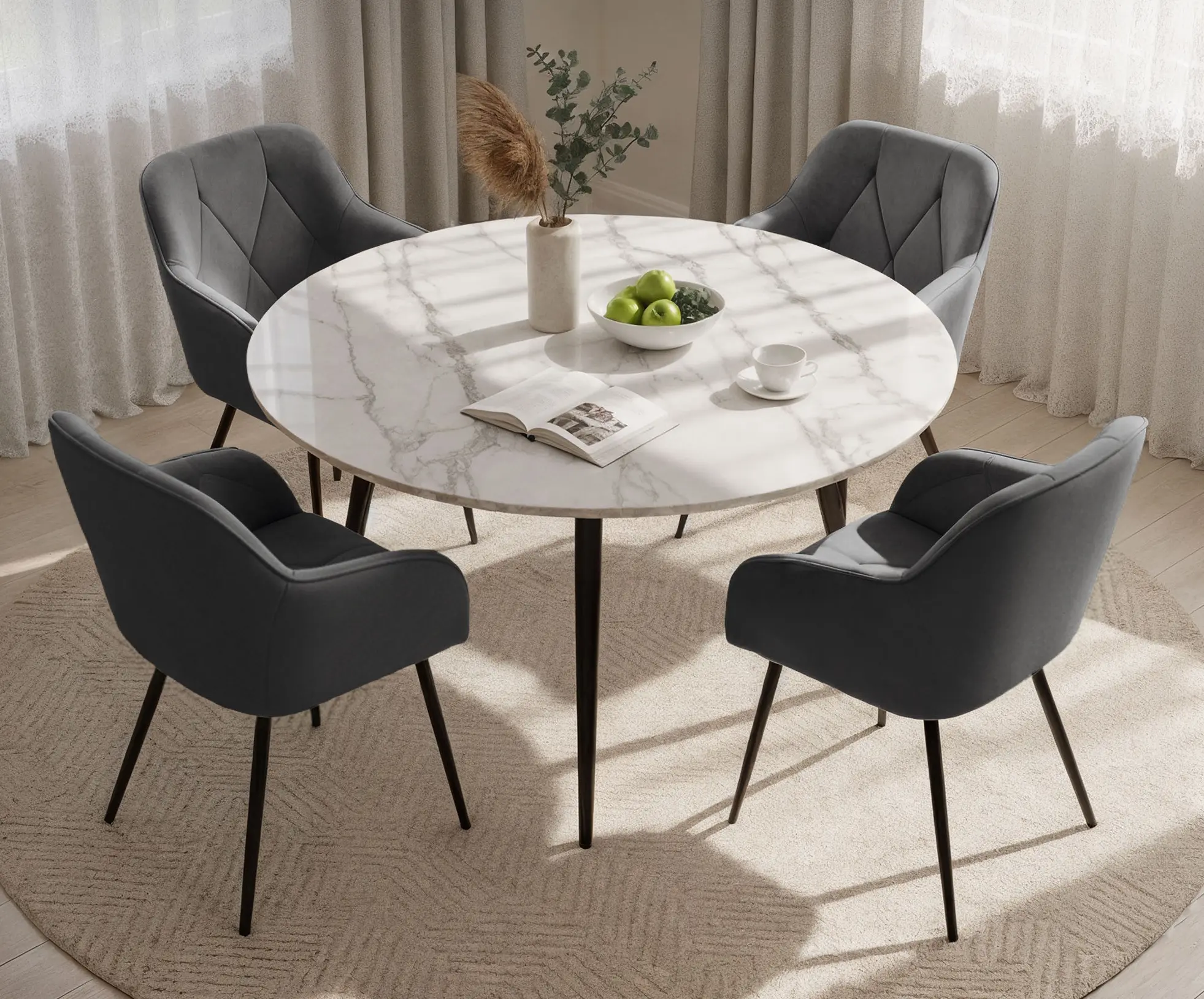 Set scaune Akord Diamante 4pcs (Dark Graphite/Black)