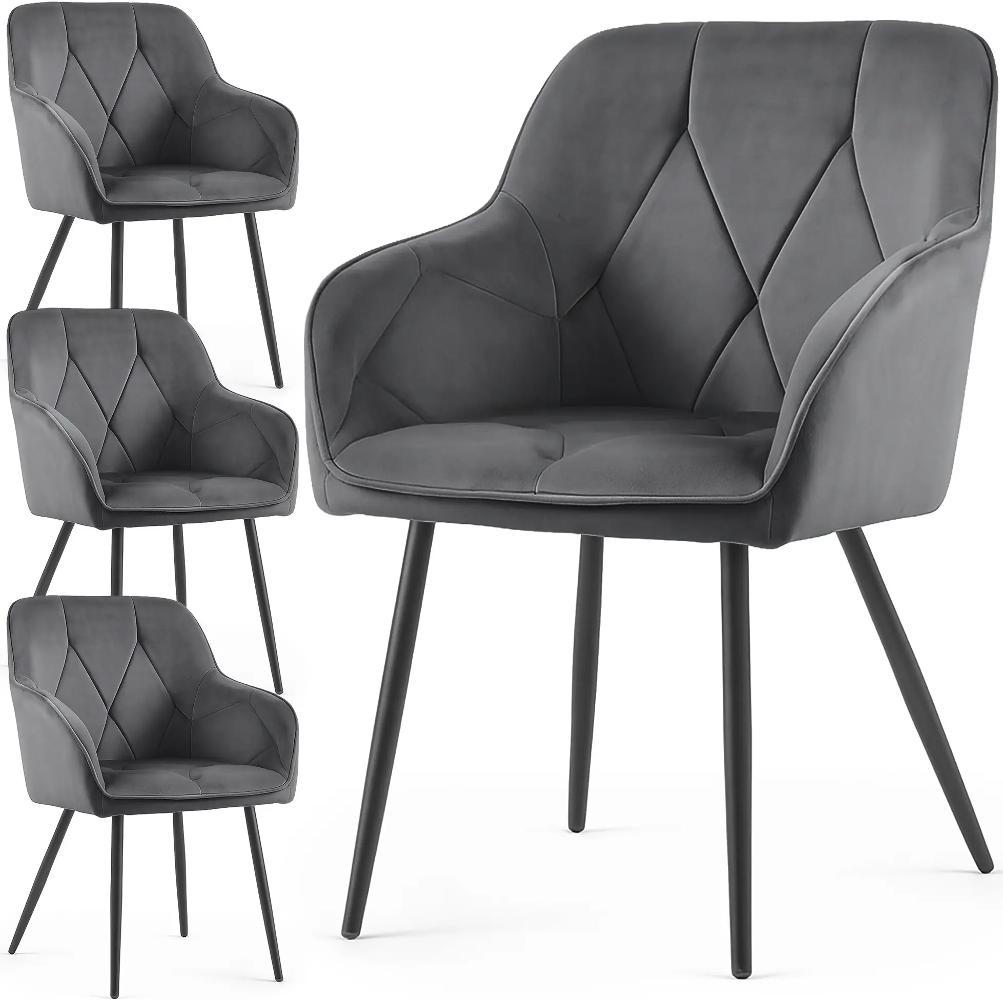 Set scaune Akord Diamante 4pcs (Dark Graphite/Black)