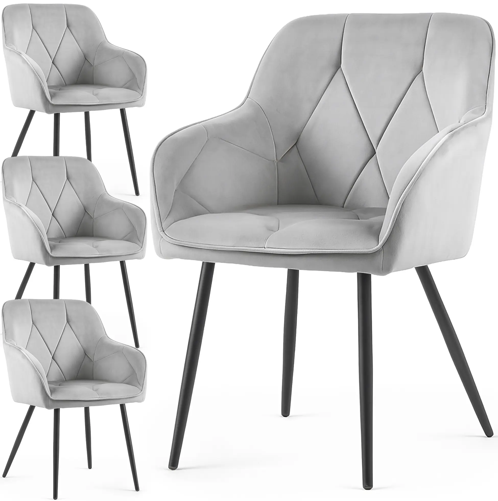 Набор стульев Akord Diamante 4pcs (Grey/Black) - 3