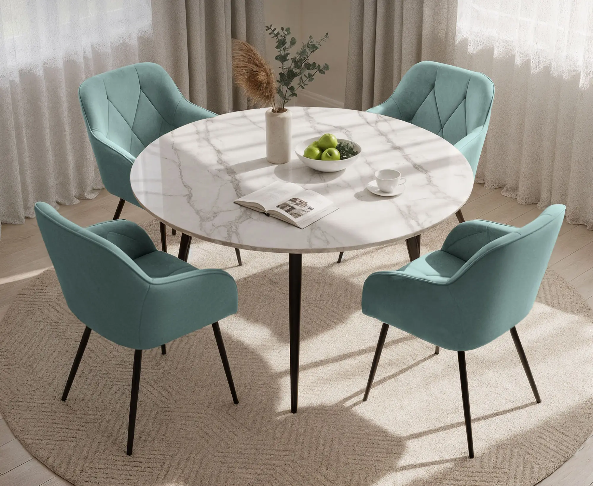 Set scaune Akord Diamante 4pcs (Turquoise/Black)