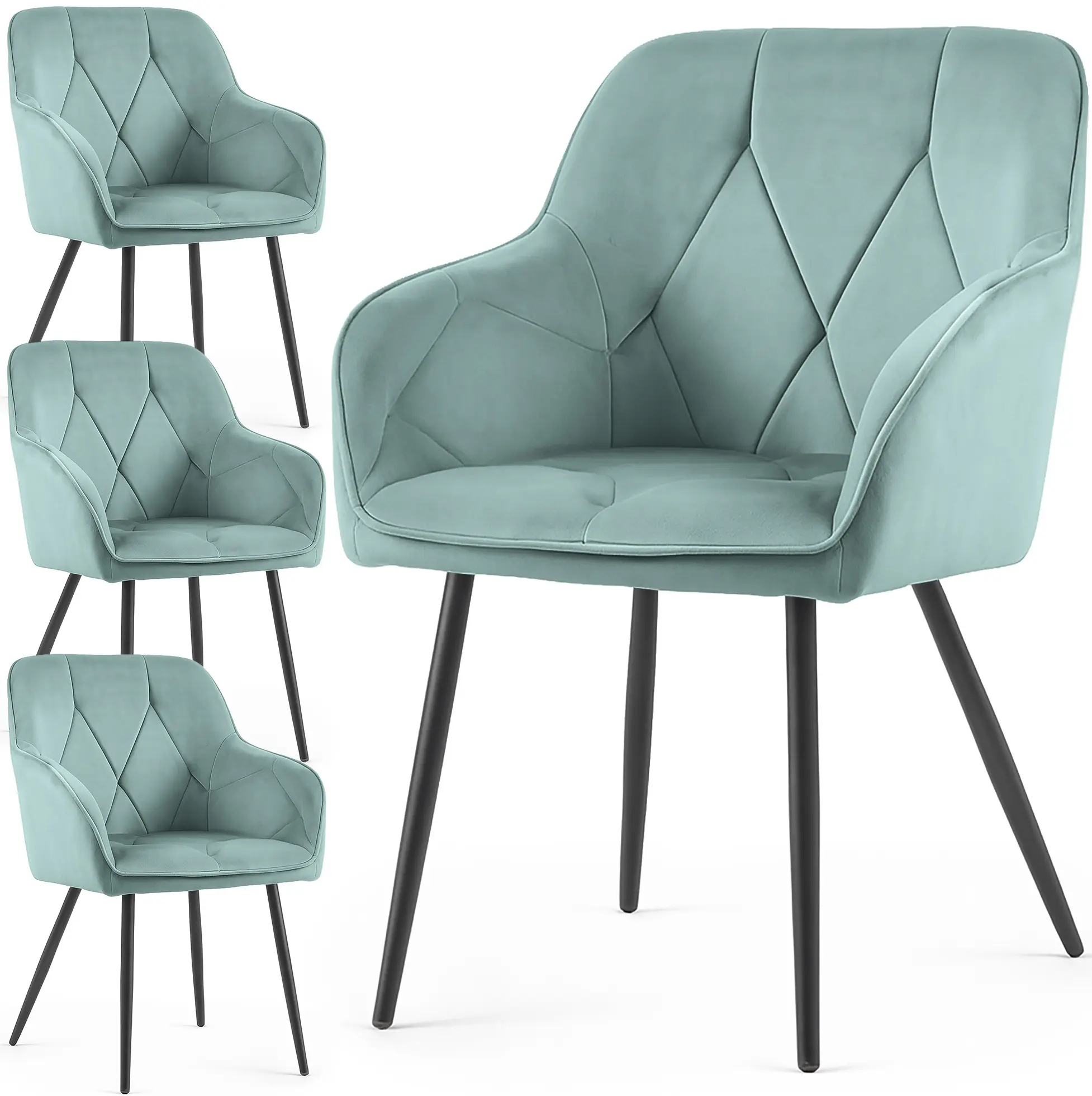 Set scaune Akord Diamante 4pcs (Turquoise/Black)