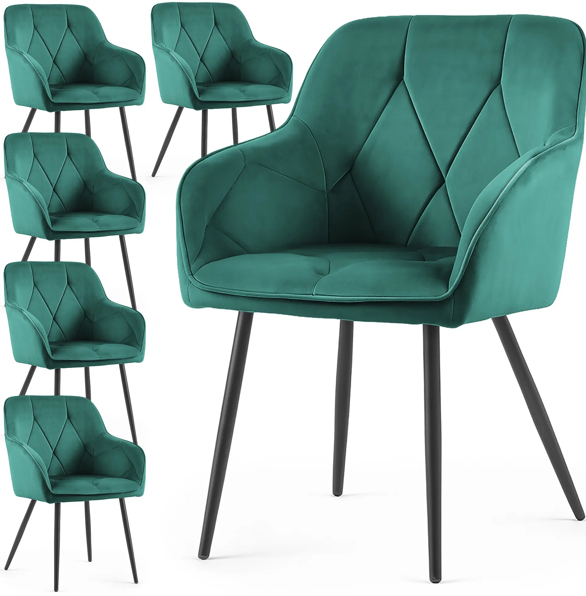 Set scaune Akord Diamante 6pcs (Bottle Green/Black) - 3