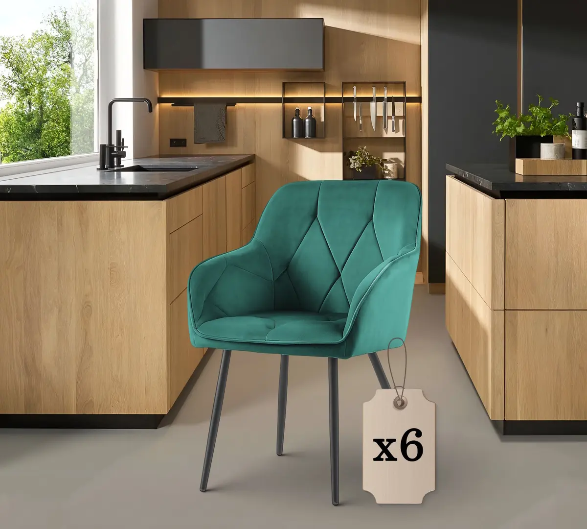 Set scaune Akord Diamante 6pcs (Bottle Green/Black)