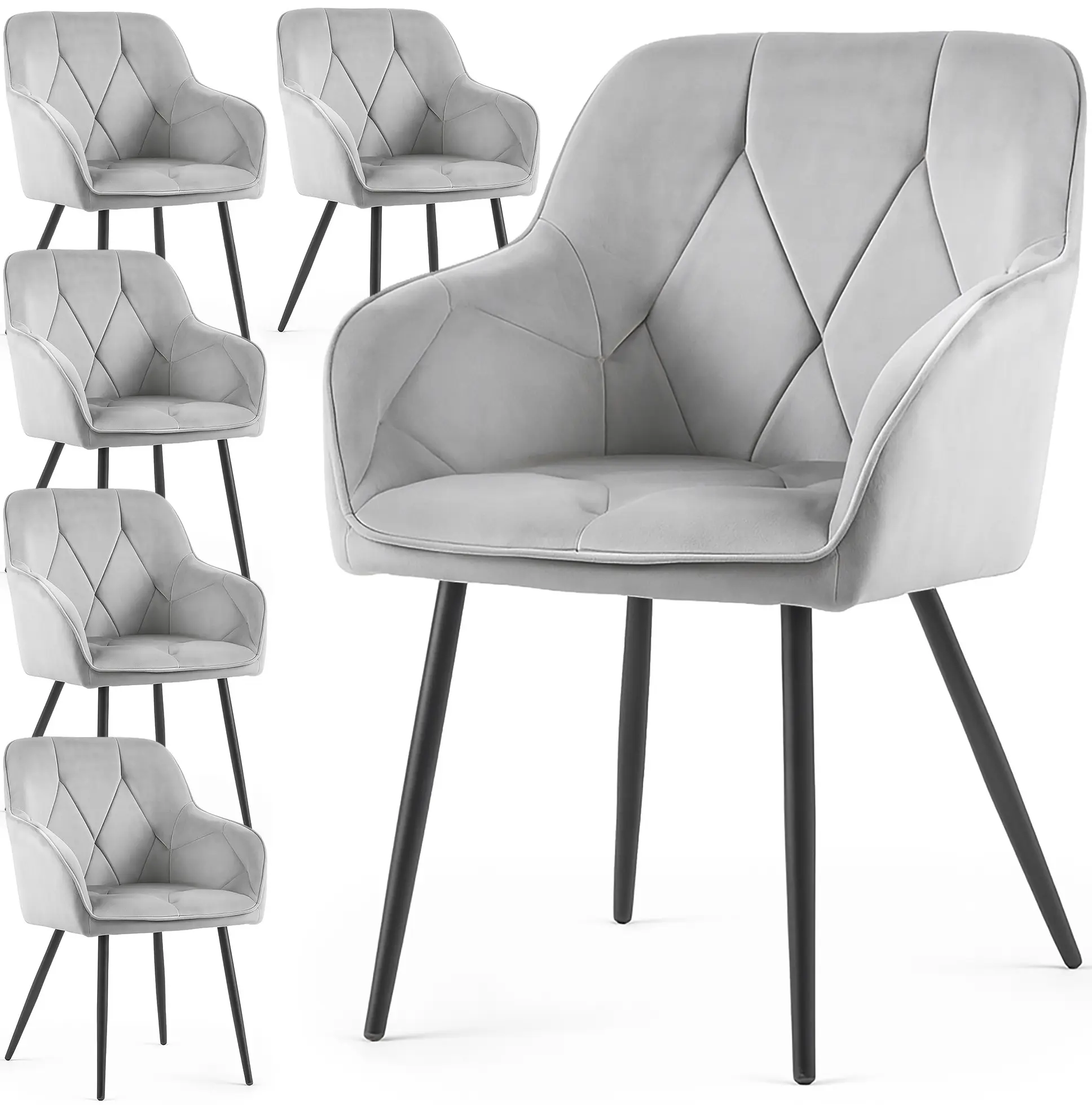 Набор стульев Akord Diamante 6pcs (Grey/Black)