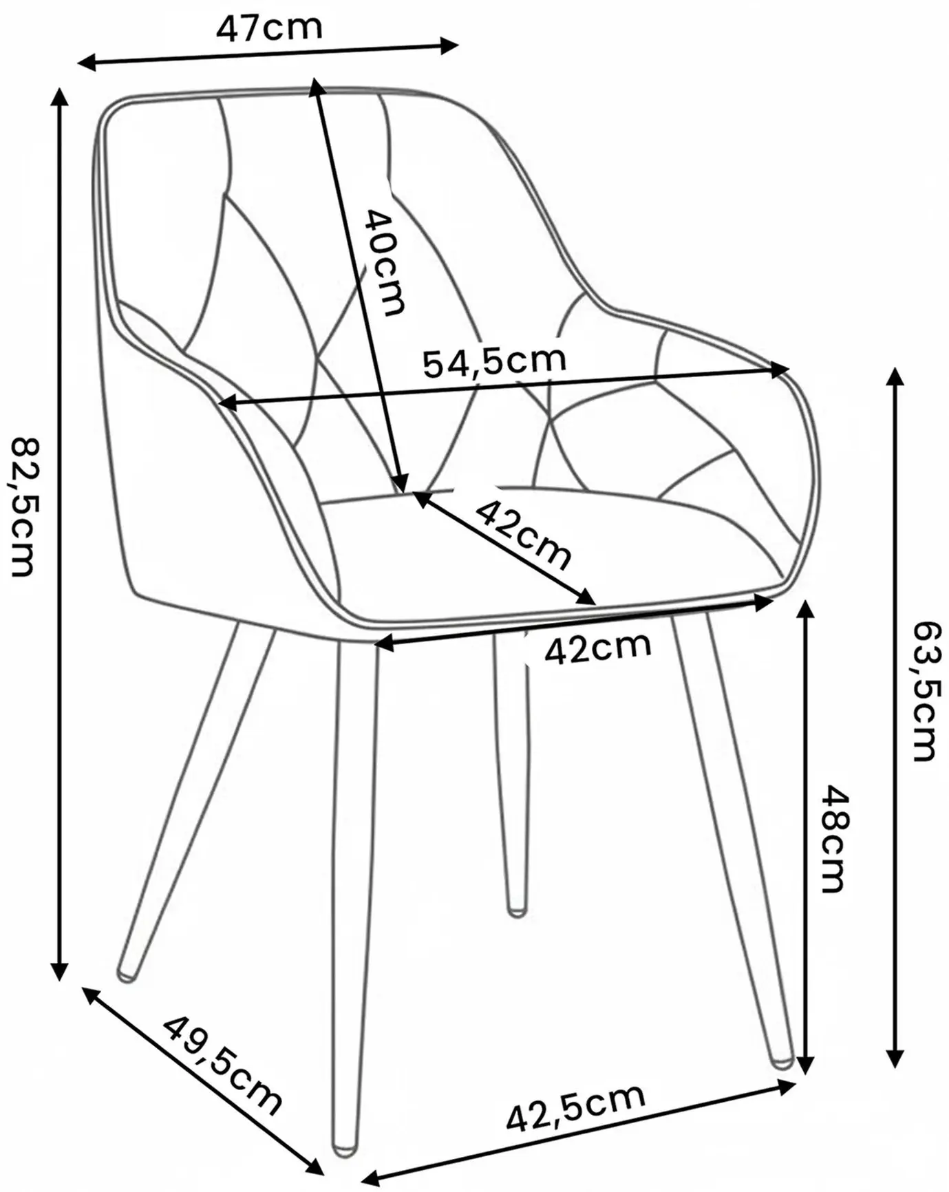 Set scaune Akord Diamante 6pcs (Turquoise/Black)