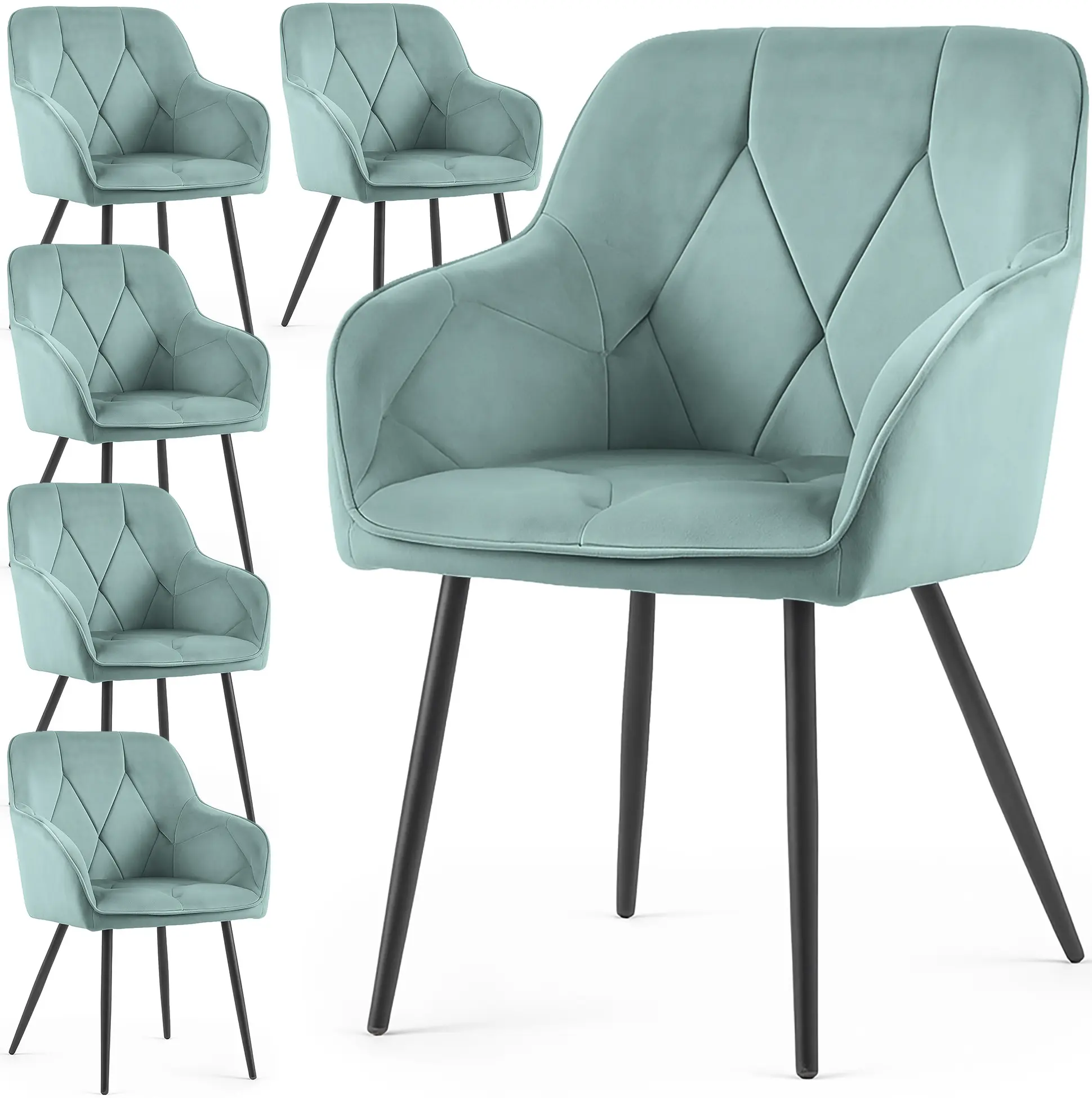 Set scaune Akord Diamante 6pcs (Turquoise/Black)