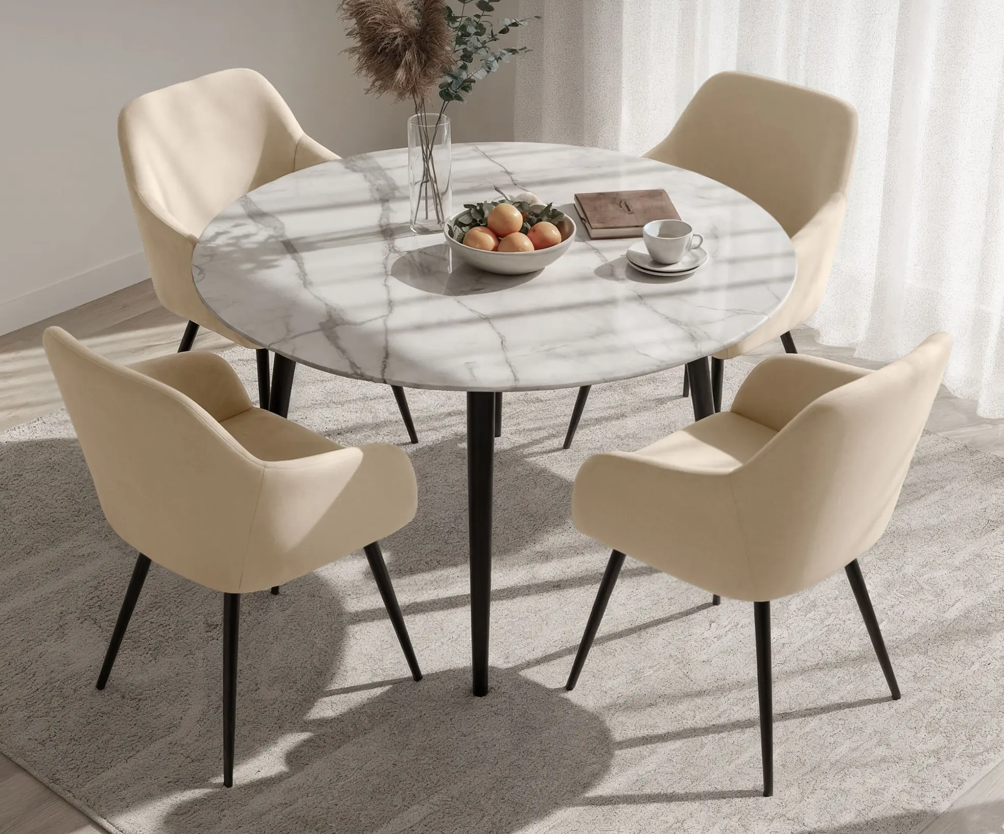 Set scaune Akord Estelle 4pcs (Beige/Black) - 2