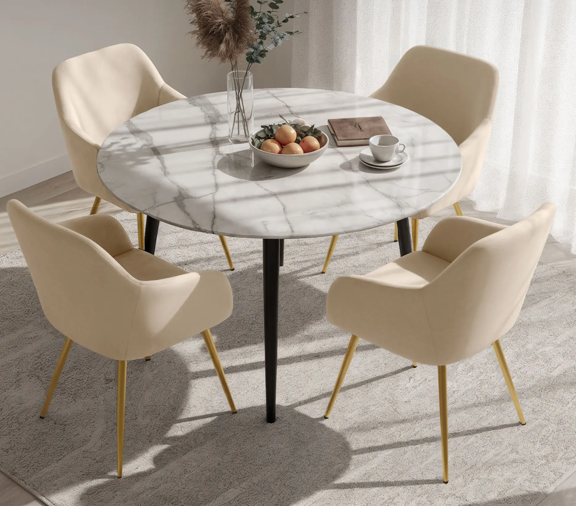 Набор стульев Akord Estelle 4pcs (Beige/Gold) - 2