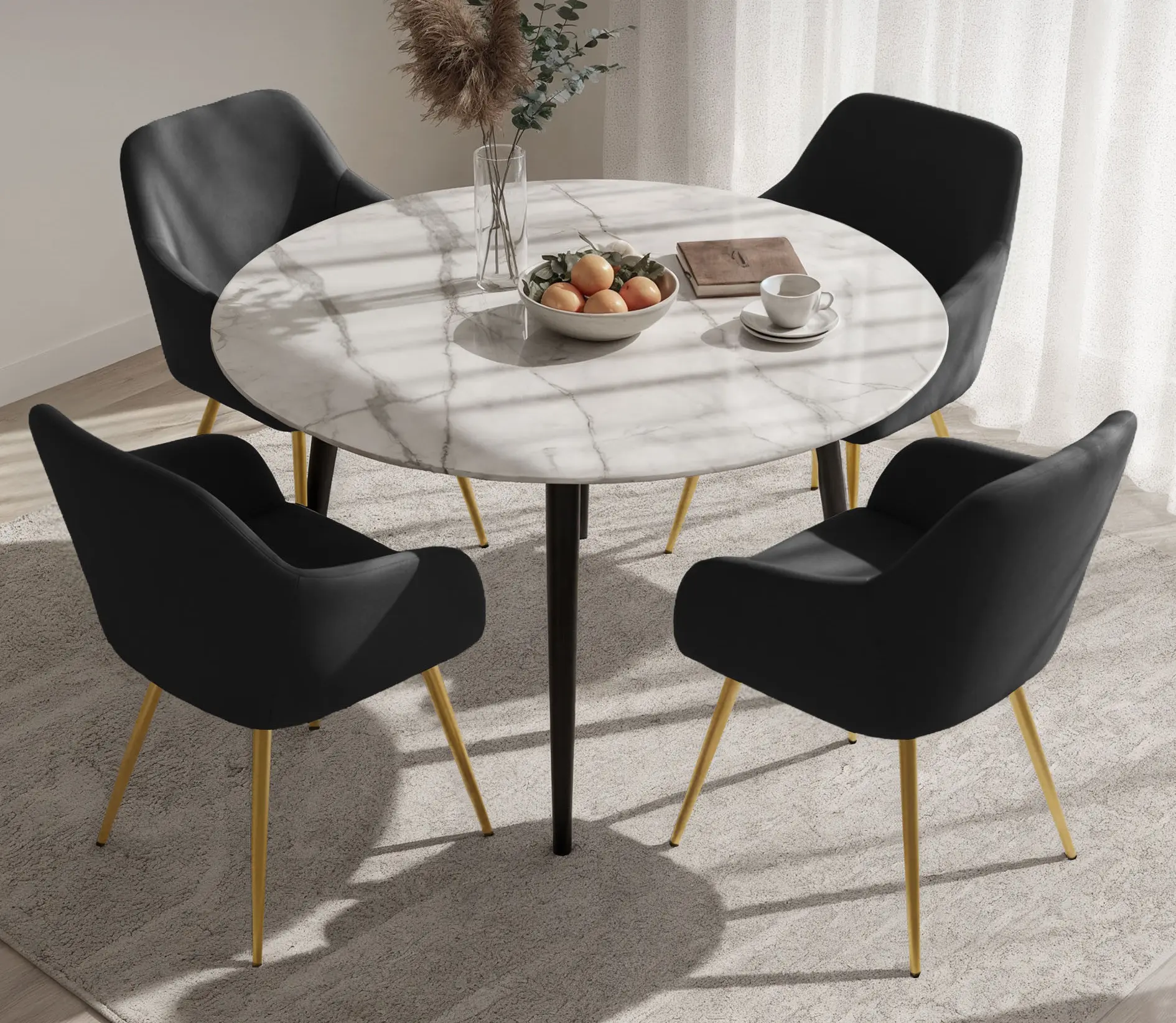 Набор стульев Akord Estelle 4pcs (Black/Gold) - 2