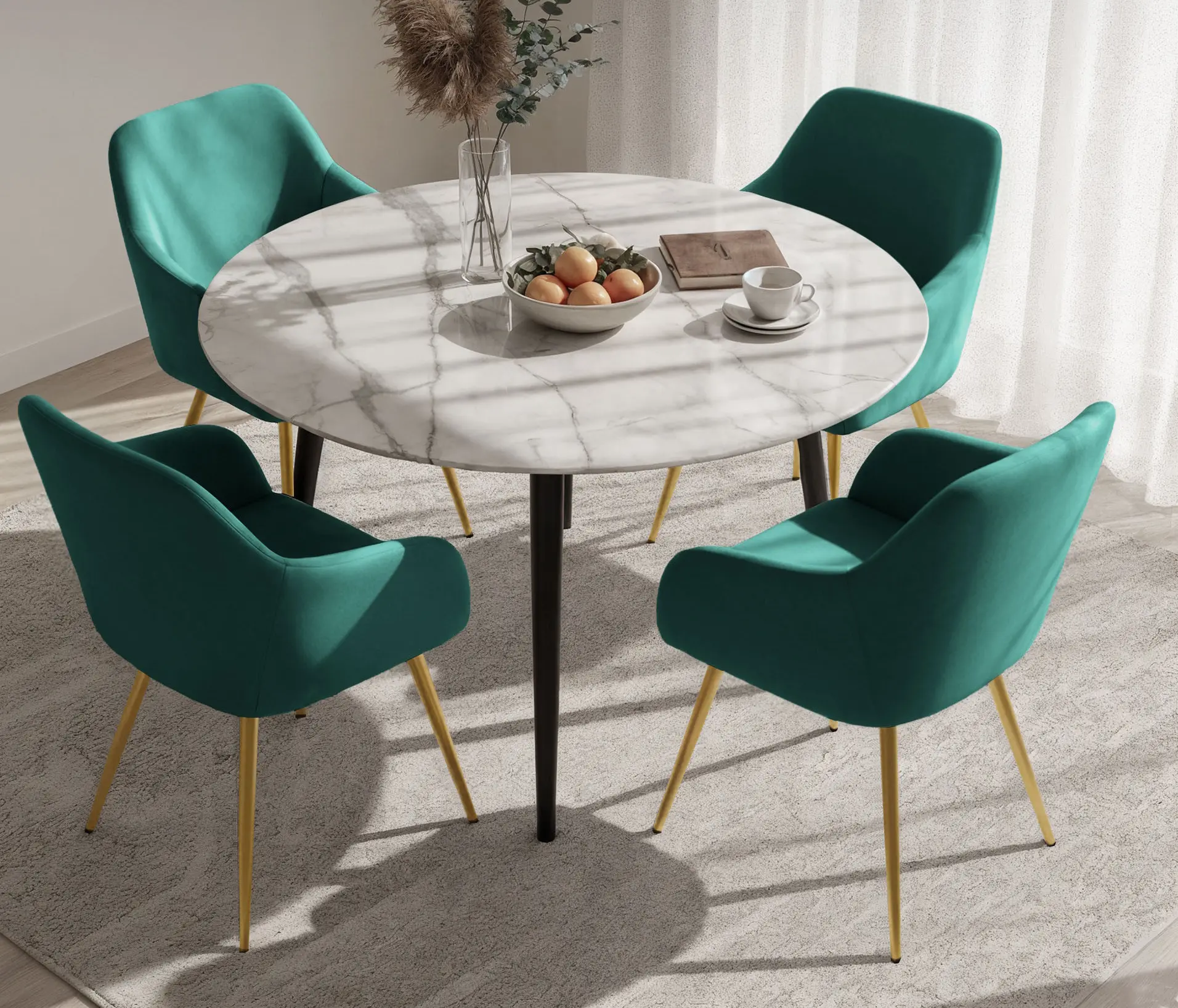 Набор стульев Akord Estelle 4pcs (Bottle Green/Gold)